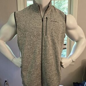 Eddie Bauer Grey Heather Fleece Vest XL New with tags